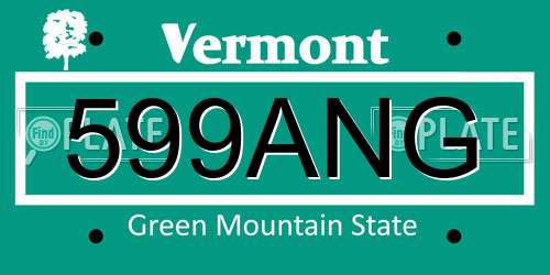 599ANG Vermont License Plate