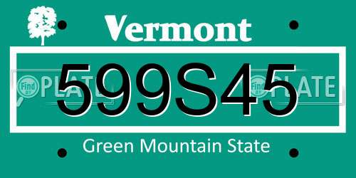 599S45 Vermont License Plate