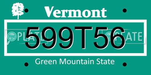 599T56 Vermont License Plate