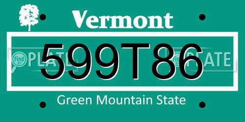 599T86 Vermont License Plate