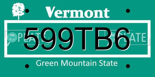 599TB6 Vermont License Plate
