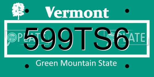 599TS6 Vermont License Plate