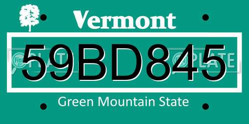 59BD845 Vermont License Plate