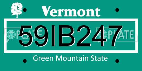 59IB247 Vermont License Plate