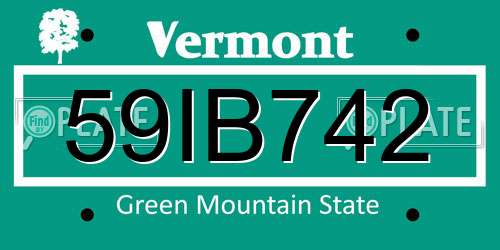 59IB742 Vermont License Plate