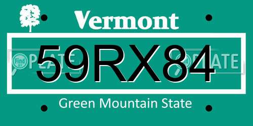 59RX84 Vermont License Plate