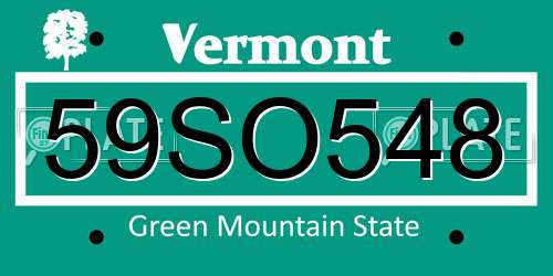59SO548 Vermont License Plate