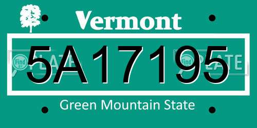 5A17195 Vermont License Plate