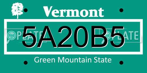 5A20B5 Vermont License Plate