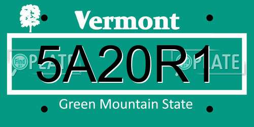 5A20R1 Vermont License Plate