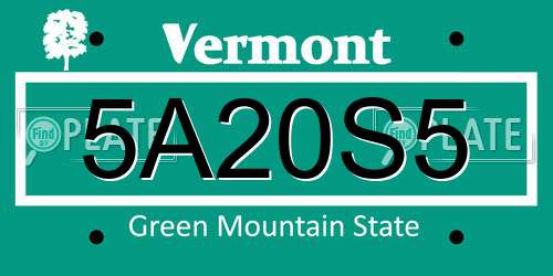 5A20S5 Vermont License Plate
