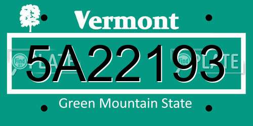 5A22193 Vermont License Plate
