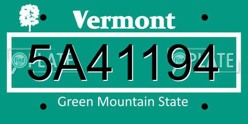 5A41194 Vermont License Plate