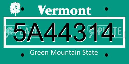 5A44314 Vermont License Plate