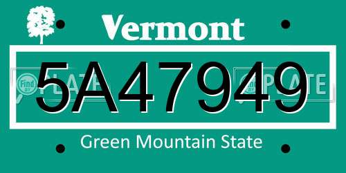 5A47949 Vermont License Plate