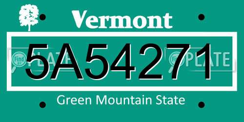 5A54271 Vermont License Plate