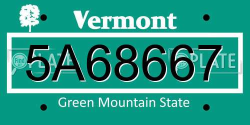 5A68667 Vermont License Plate