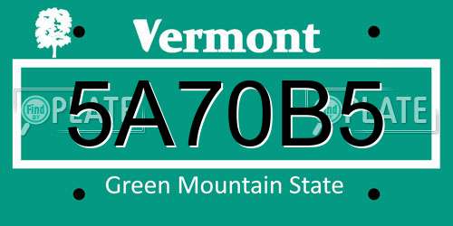 5A70B5 Vermont License Plate