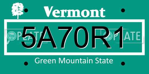5A70R1 Vermont License Plate
