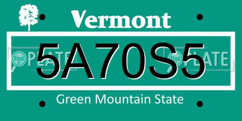 5A70S5 Vermont License Plate