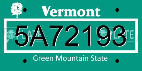 5A72193 Vermont License Plate