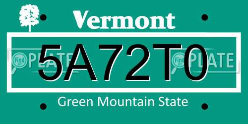 5A72T0 Vermont License Plate