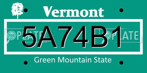 5A74B1 Vermont License Plate