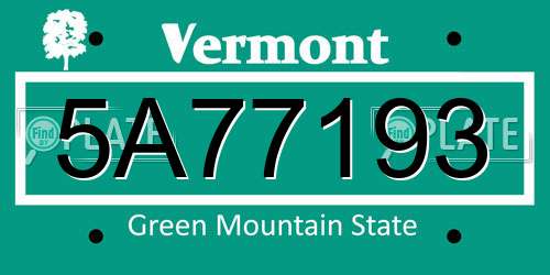 5A77193 Vermont License Plate