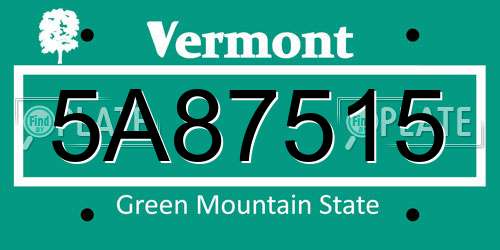 5A87515 Vermont License Plate