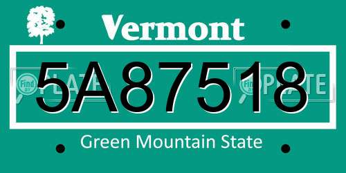 5A87518 Vermont License Plate