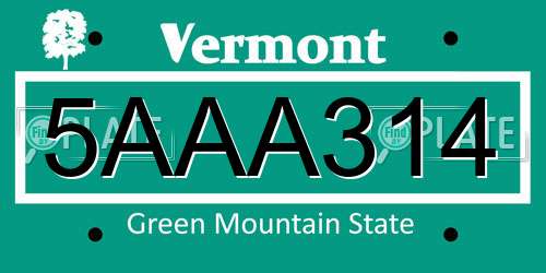 5AAA314 Vermont License Plate
