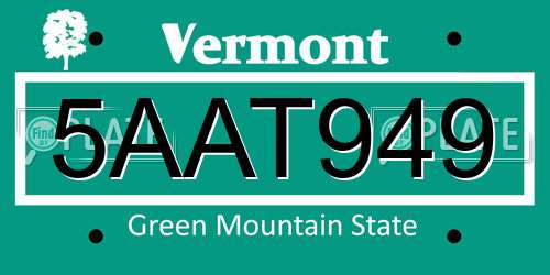 5AAT949 Vermont License Plate