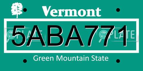 5ABA771 Vermont License Plate