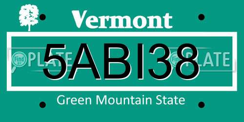 5ABI38 Vermont License Plate
