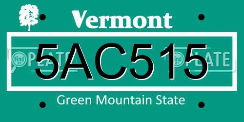 5AC515 Vermont License Plate