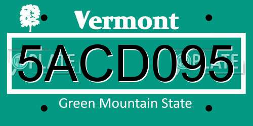 5ACD095 Vermont License Plate