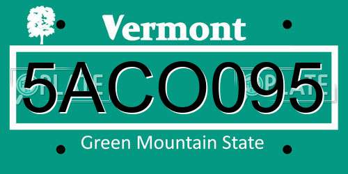 5ACO095 Vermont License Plate