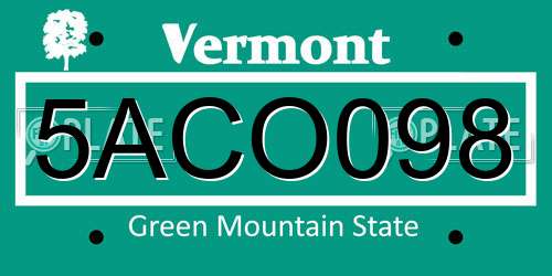 5ACO098 Vermont License Plate