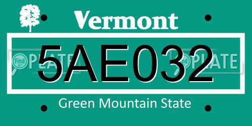 5AE032 Vermont License Plate