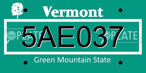 5AE037 Vermont License Plate
