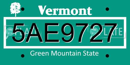 5AE9727 Vermont License Plate