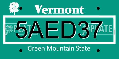 5AED37 Vermont License Plate