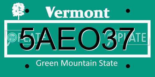 5AEO37 Vermont License Plate