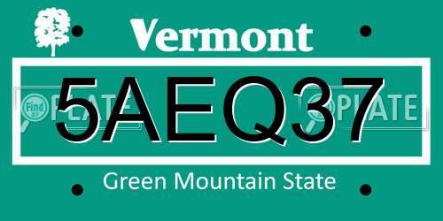 5AEQ37 Vermont License Plate