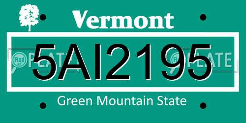 5AI2195 Vermont License Plate