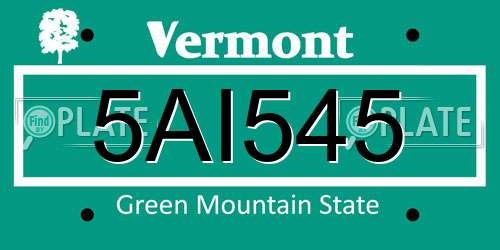 5AI545 Vermont License Plate