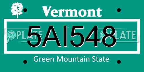 5AI548 Vermont License Plate