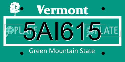 5AI615 Vermont License Plate