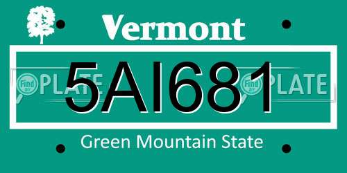 5AI681 Vermont License Plate