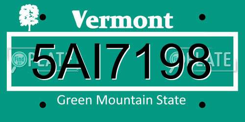 5AI7198 Vermont License Plate